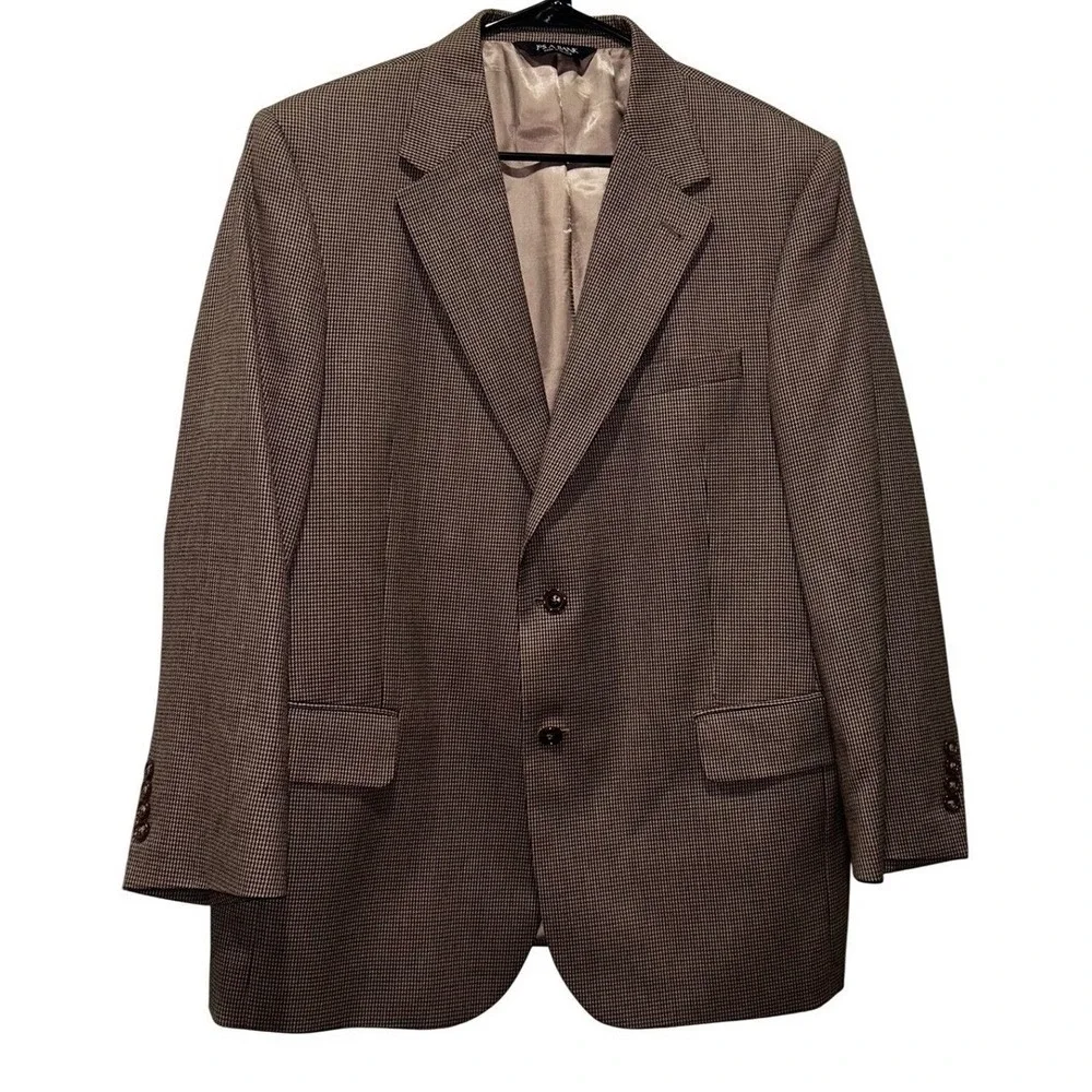 Jos. A. Bank Signature Collection Mens 42SH‎ Brown Houndstooth Wool Blazer Coat